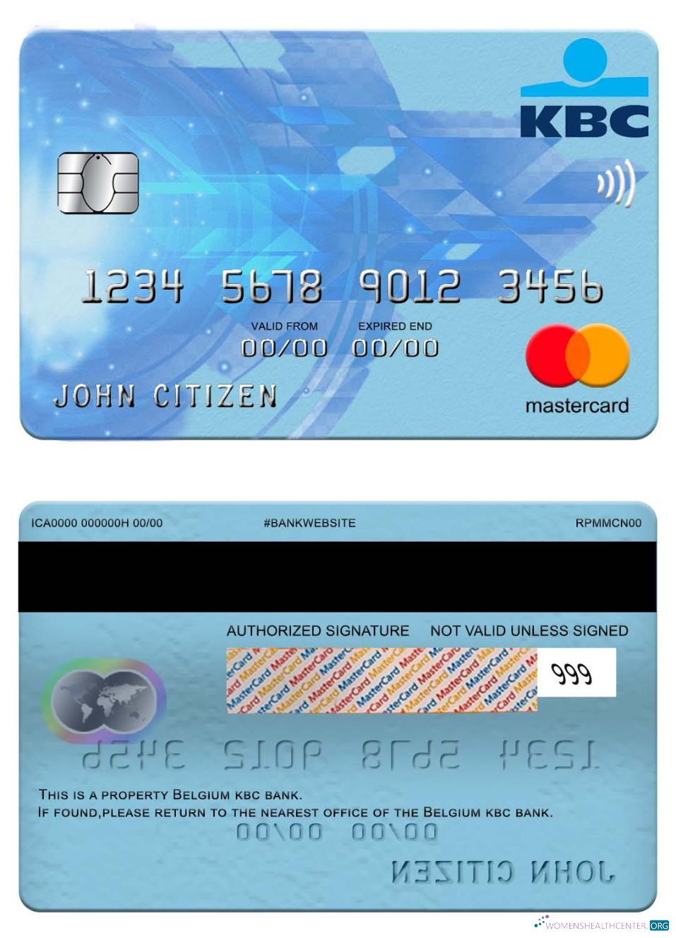 Download Belgium KBC bank mastercard Photoshop template